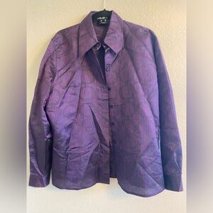 EACADA MARGARETHA LEY Button-Up Long Sleeve Silk Shirt   SIZE 44 (L - XL)   EUC